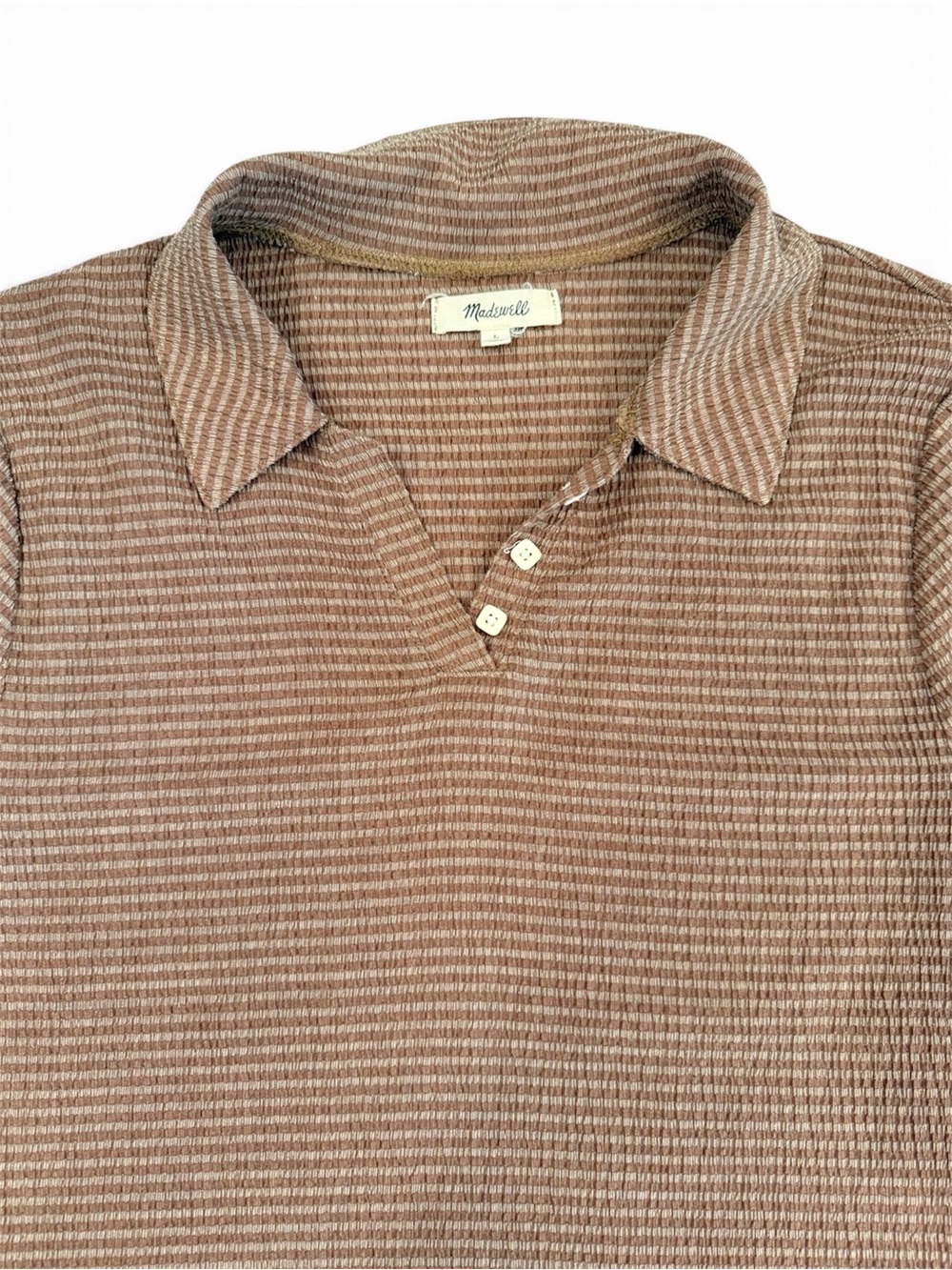 Women’s Madewell Brown Striped Polo Shirt